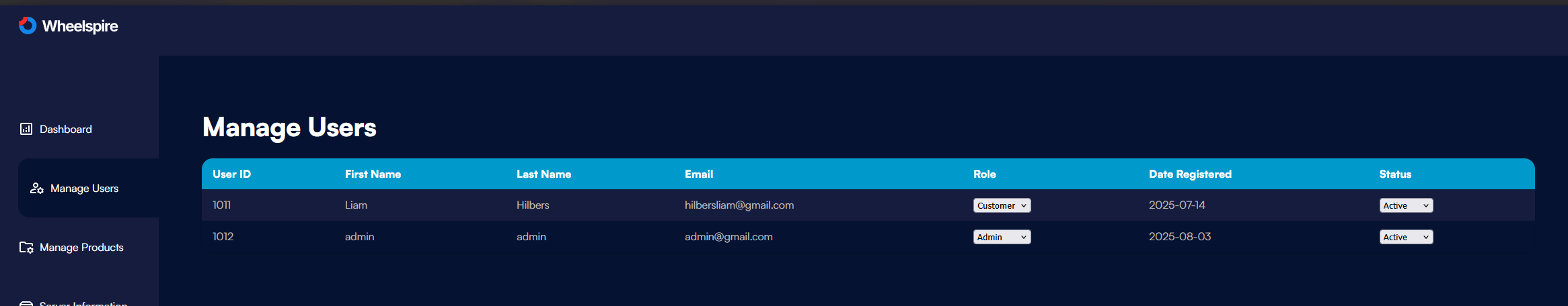 Screenshot showing users.